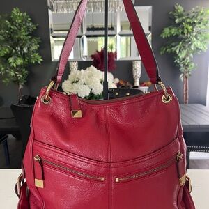Michael Kors hobo Elegant Red Leather Shoulder Bag